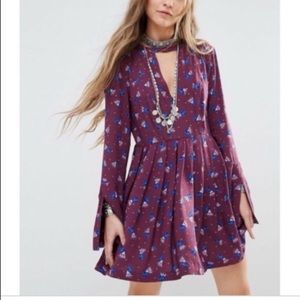 Free People Purple Floral Mini Dress Size 0
